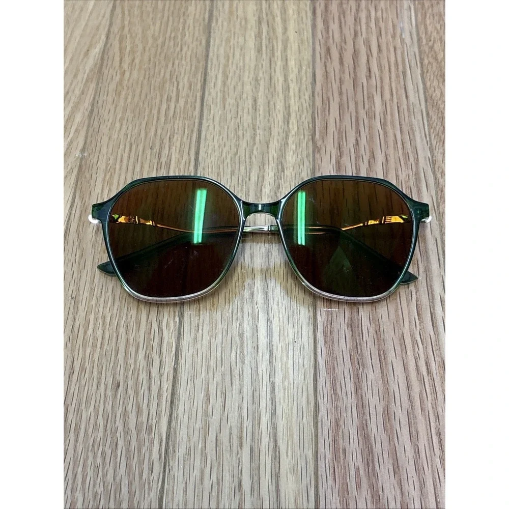 Green Metal Frame Sunglasses JGX190311-02 Brown Lens Unisex‎ Retro 57-17-145